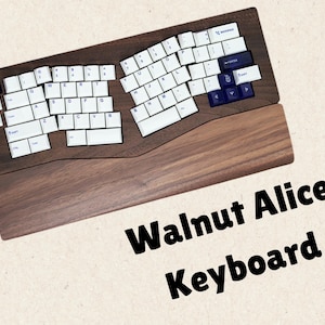 Wooden Walnut Mechanical Alice Keyboard, both Wired and Wireless, Hot Swap, QMK/VIA Compatible, RGB, Wrist Rest, Eco-friendly, Ergonomic
