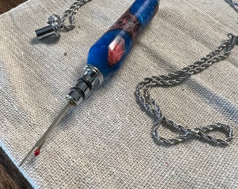 Beautiful and Functional Seam Ripper Necklace, Hybrid Handle, Chrome Hardware No. 8