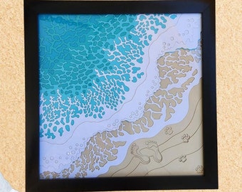 Layered Art Piece-Beach Footprints Wall Art-Framed Art