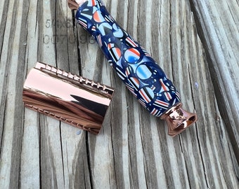 Copper and Blue  Safety Razor Handmade