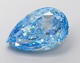 Pear Cut Fancy Vivid Blue Diamond IGI Certified Loose 3.09 Carats Lab Grown Diamond Cvd Lab Grown Loose Diamond for Engagement Ring
