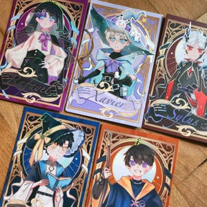 Love and Deepspace magic world collection gold foil photocard,  mini print_Xavier/ Rafayel/ Zayne/ Caleb/ Sylus