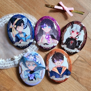 Love and Deepspace magic wlord collection holographic Pins/ Badges/ Buttons_ Xavier/ Rafayel/ Zayne/ Sylus/Caleb
