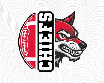 Chiefs Mascot Logo Svg, Game Day Football Clipart for Cricut, Sublimation Png/Eps/Dxf