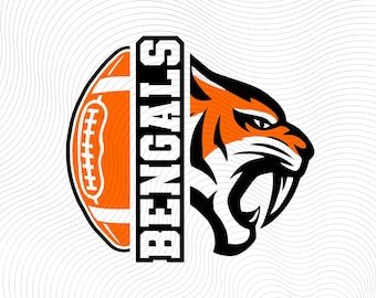 Bengals Mascot Logo Svg, Game Day Football Clipart for Cricut, Sublimation Png/Eps/Dxf