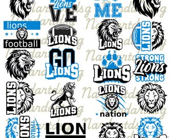 20 Lions SVG Bundle, Mascot Cut Files (Digital Download)