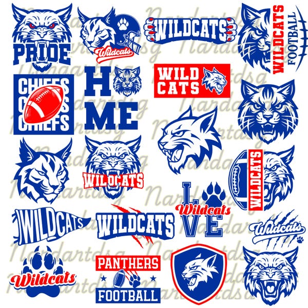Bundle SVG Wildcats, dessins de silhouette de Wildcats (fichiers numériques)