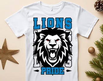 Lions Mascot SVG, Cut File for Cricut, Embroidery, PNG (Digital Download)