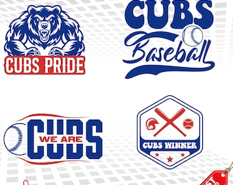 Paquete SVG PNG del logotipo de los Cubs, mascota del equipo (descarga digital)