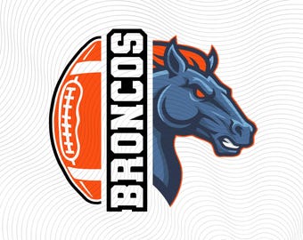 Broncos Mascot Logo Svg, Game Day Football Clipart for Cricut, Sublimation Png/Eps/Dxf