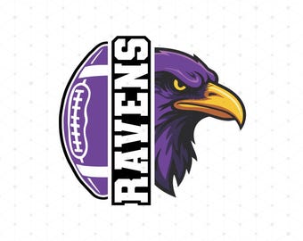 Ravens Mascot Logo Svg, Game Day Football Clipart for Cricut, Sublimation Png/Eps/Dxf