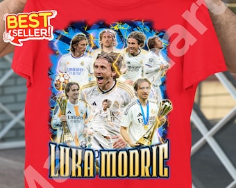 Luka Modric T-shirt Design PNG Direkt Nedladdning, Luka Modric Grafisk T-shirts Design, Fotboll DTG/DTF Transfer, Fotbollströja Design