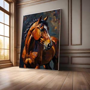 Afdrukbare muurkunst paard, digitale download, hengstenschilderij, cadeau paardenliefhebber, paardenkunstdruk, decor van de boerderij, digitale kunst