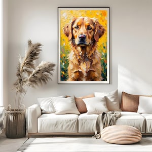 Golden Retriever Art, Dog Printable Wall Art, Golden Retriever Gift, Golden Retriever Lover Gift, Digital Download
