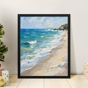 Coastal Beach Sketch Print: Impressionistic Seascape (Digital Download, 3 Ratios)