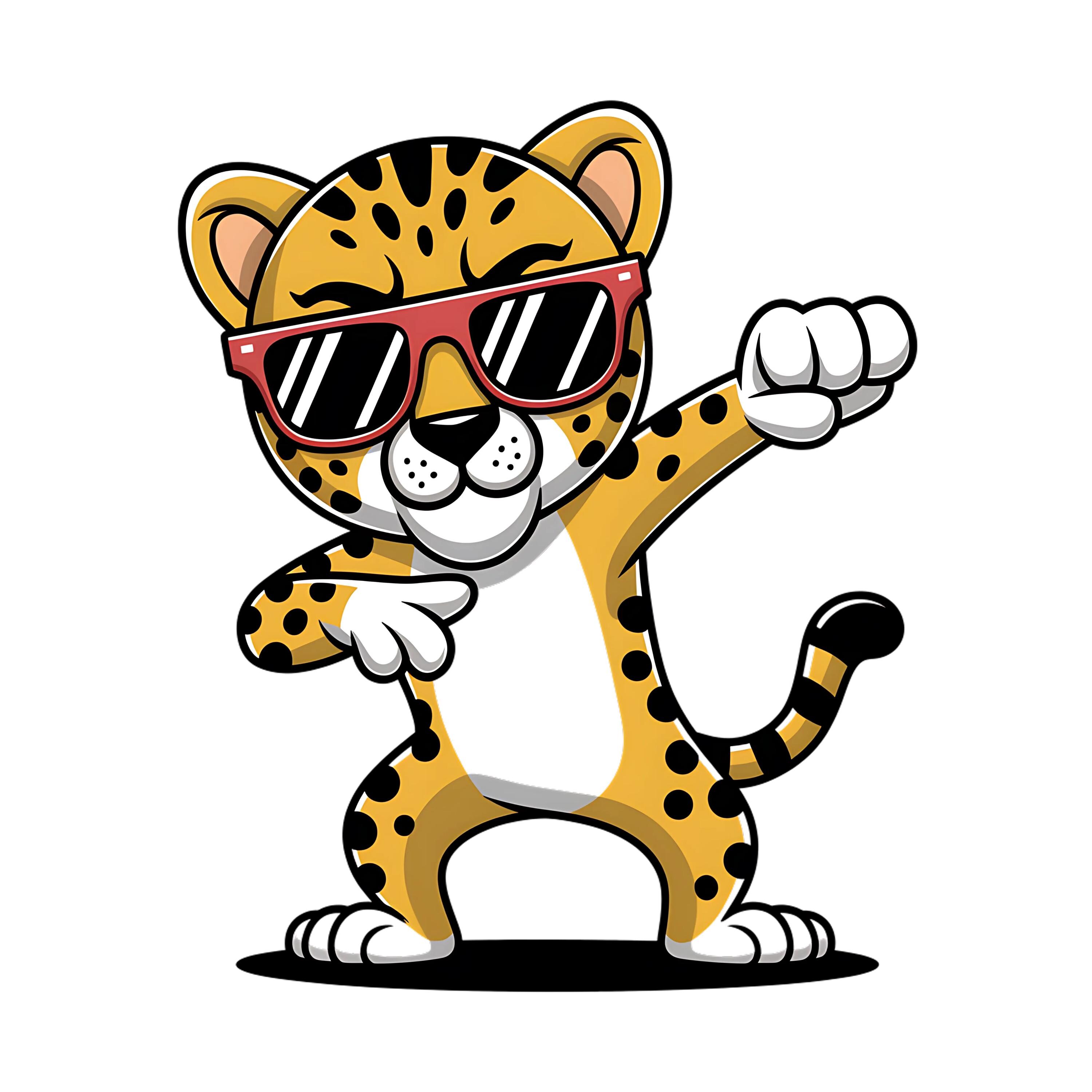 Leopard Clipart Digital Download, Cute Leopard Cartoon, Fun Wild Animal Art, Digital Printing Art, Kid's Room Decor, Jungle Nursery Print