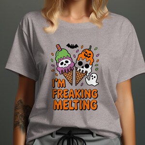 Skull Ice Cream Halloween T-Shirt: Funny Melting Ghost Tee