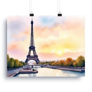 Watercolor Eiffel Tower Print: Paris Travel Poster (Digital Download)