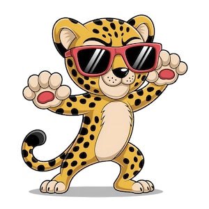 Leopard Cartoon Digital Download, Leopard Clipart for Kids, Cute Animal Clipart Art Design, Instant Download, Cartoon Leopard Art, Jungle
