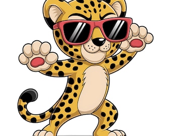 Luipaard cartoon digitale download, luipaard clipart voor kinderen, schattige dieren clipart kunst design, instant download, luipaard cartoon kunst, jungle