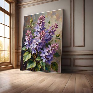 Lilac Floral Impressionist Painting: Purple Flower Art Print (Digital Download, PNG Files)