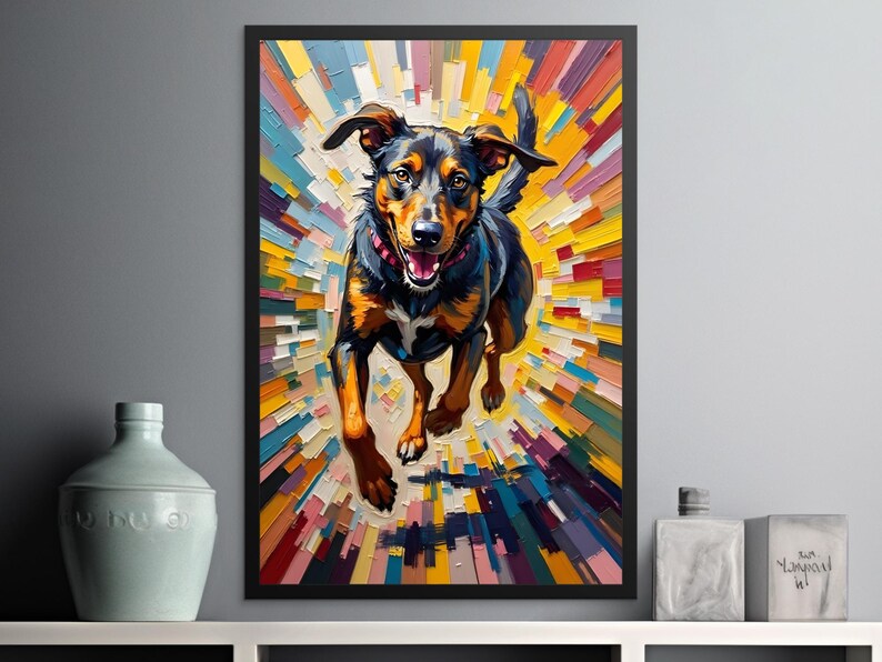 Running Dog Digital Print, Modern Animal Art, Pet Portrait Art ...