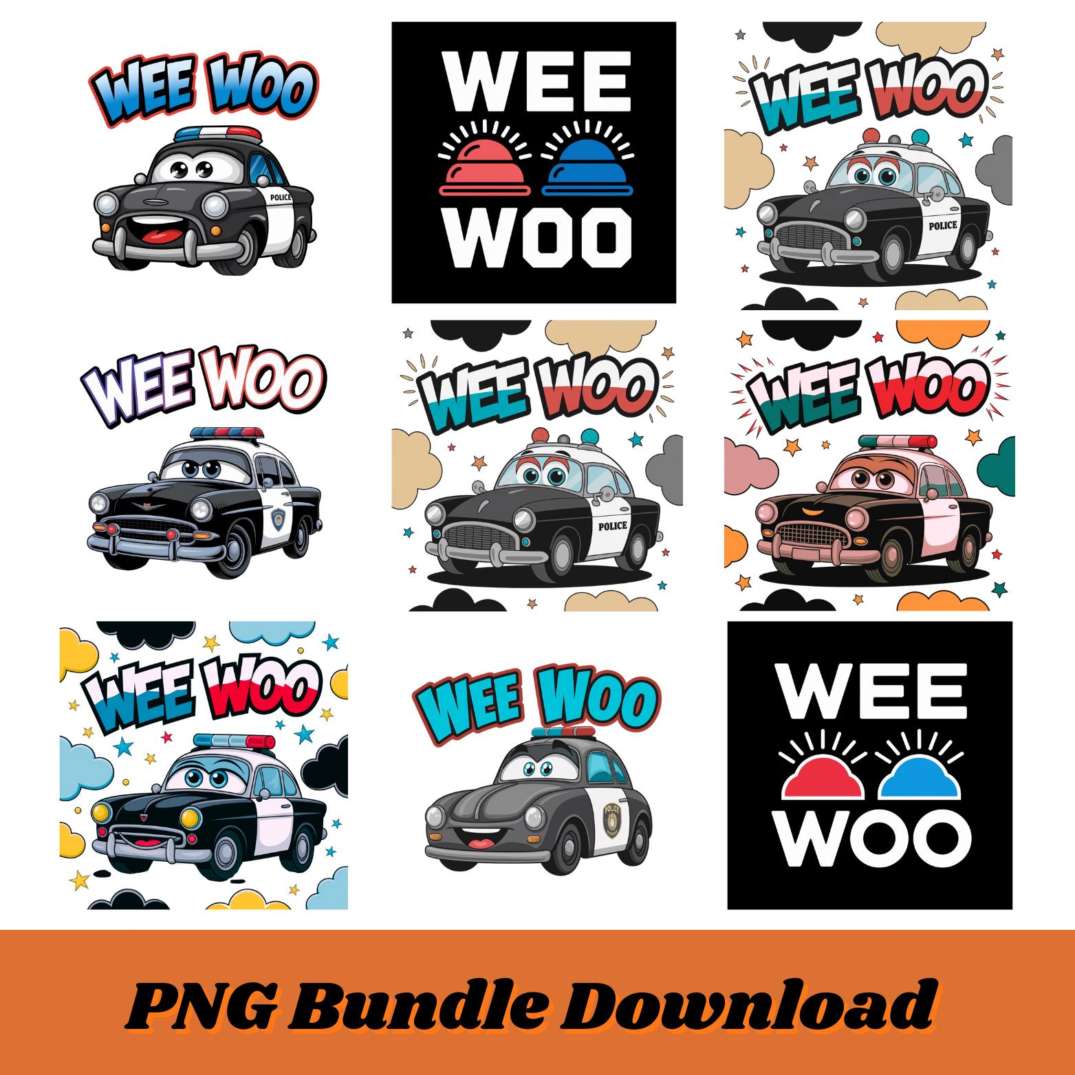 Politie ontwerpen png-bundel grappige politie Woo Wee png-bundel politie png-ontwerp politie grafische bundel - leuke en funky png-set