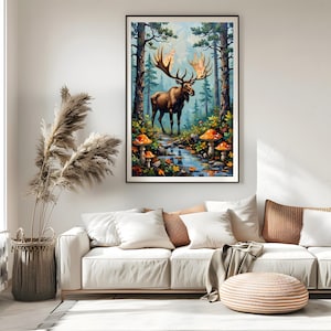 Moose Forest Print: Unique Antlers, Woodland Home Decor (Digital Download)