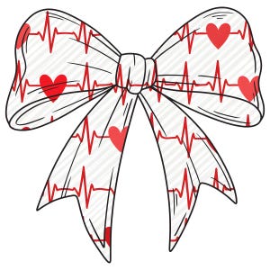 EKG Heartbeat Bow Clipart: 12 PNG Graphics for Medical Crafts (Digital Download)