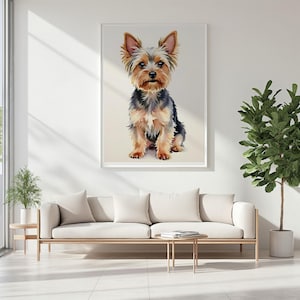 Yorkie Art Print Digital | Yorkshire Terrier Watercolor | Cute Dog Portrait, Puppy Lover Gift