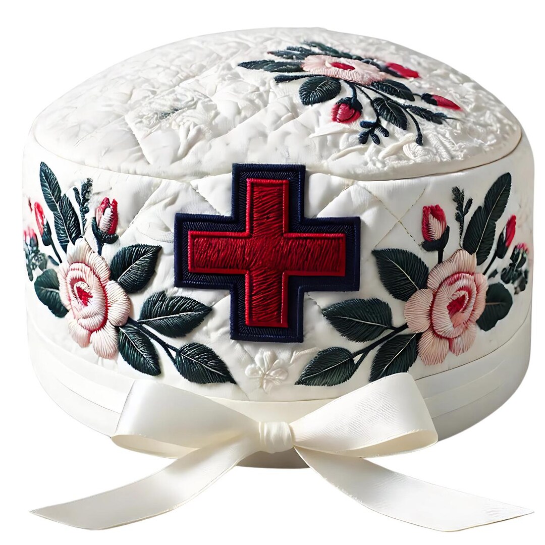 Red Cross Pattern Printable Embroidered Floral Digital Art, Red Cross Pattern, Home Decor Digital ...