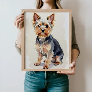 Yorkshire Terrier Art | Dog Portrait Print | Watercolor Yorkie Painting, Cute Puppy Drawing, Pet Lover Gift, Digital Download