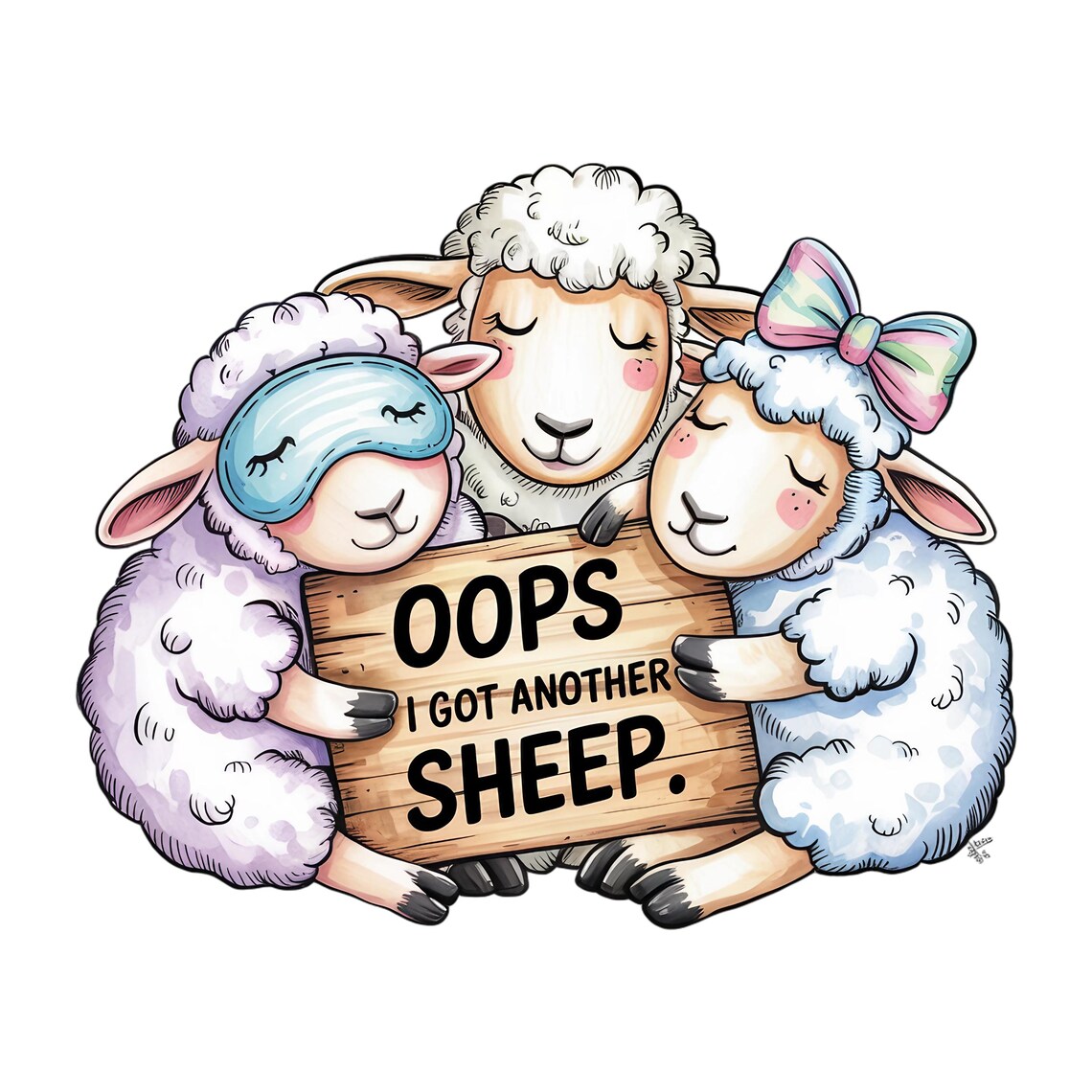 Another Sheep Oops I Got Another Sheep PNG, Funny Sheep Digital Art, Farm Animal ...
