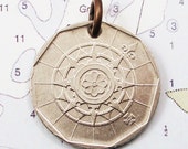 Portugal, Vintage Coin Charm Compass Rose Unchartered - Wanderlust - Adventure - Exploration - High Seas - Maritime - Nautical