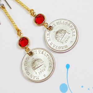 Hungary, Vintage Coin Earrings - 100+ Years Old Coins - Szent Korona - Holy Crown of Hungary - Hungarian Heritage - World Treasures