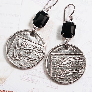 United Kingdom, Authentic Coin Earrings - Lionheart - 10 Pence - English Heritage - World History - England - Heraldry - Old World - Travel
