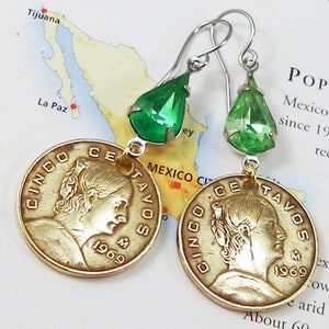 Mexico, Vintage Coin Earrings -- Wife, Mother & Insurgent -- Josefa Ortiz de Domínguez - Revolutionary Conspirator - Mexican Independence