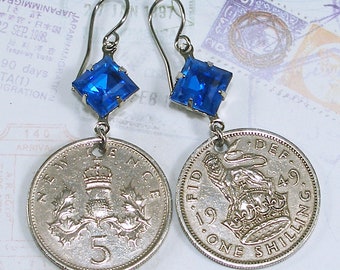 Scotland, Vintage Coin Earrings - Scottish Heritage - United Kingdom - UK - World History - World Traveller - UpCycled Jewelry