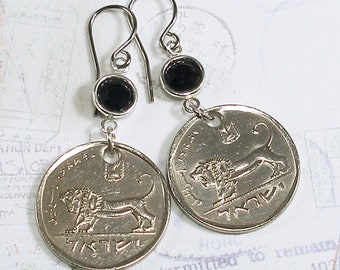 Israel, Authentic Coin Earrings - Lion of Megiddo - Tribe of Judah - Judaica - Roaring Lion - Powerful - World Travel - Israeli History