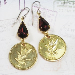 Croatia, Authentic Coin Earrings -- Economics -- Tobacco - World Travel - Adriatic Sea - Europe - Money - Cash Crop - Farming