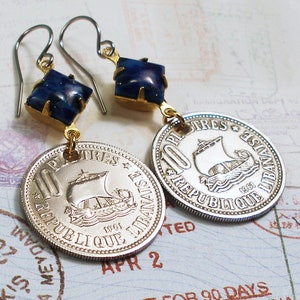 Lebanon, Vintage Coin Earrings - Ancient Mariners - Phoenicians - Shipwrights - Ship Builders Sailors - Underwater Archeology - Boats