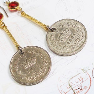 Italy, Vintage Coin Earrings -- Regno d&#39; Italia -- Kingdom of Italy - Old Italian Coins - World History - Be a Traveler - Over 100 Years Ago