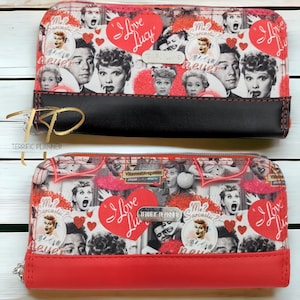 Cartera con cremallera alrededor roja o negra I Love Lucy