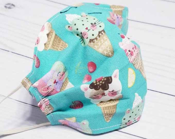 Kitty Face Mask Ice Cream Face Mask With Filter Pocket Etsy