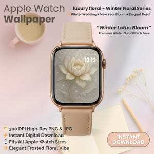 Winter Lotus Apple Watch Face: Elegant Floral Wallpaper (Digital Download)