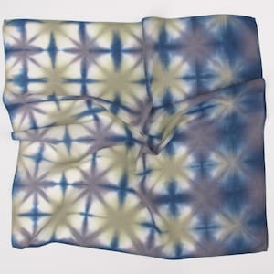 Hand-Dyed Organic Cotton Bandana: Sekka Shibori Flower Scarf
