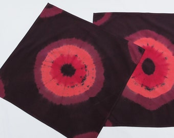 Shibori cotton napkins, Hand dyed napkins, Tie-dye cotton napkins, Reusable Shibori napkins, Set of 2 reusable napkins, Purple napkins