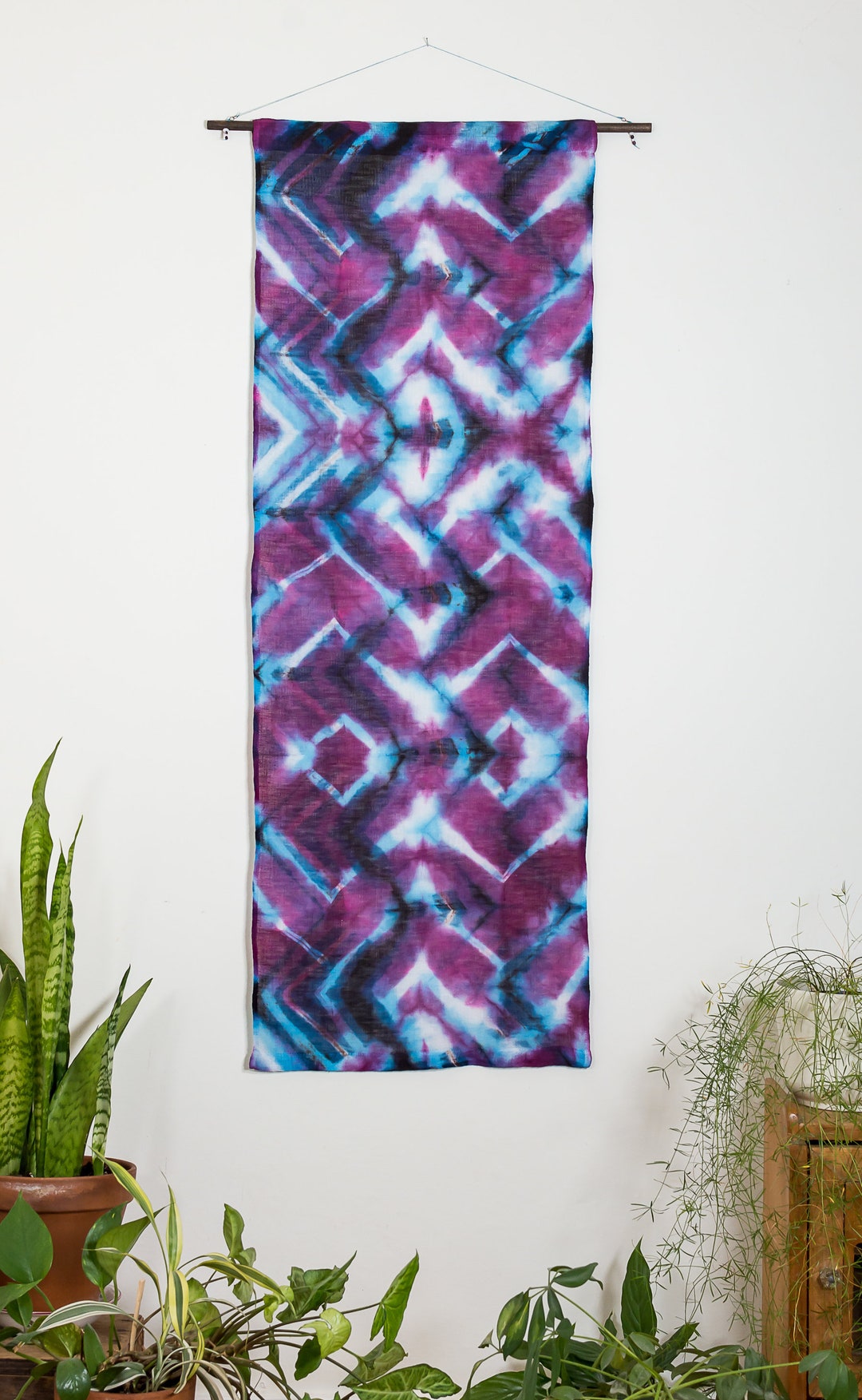 Shibori Wall Hanging Hand Dyed Wall Hanging Linen Wall Etsy UK