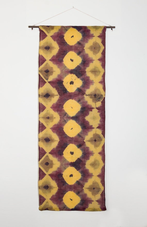Shibori Wall Hanging Hand Dyed Wall Hanging Linen Wall Etsy