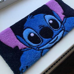 Hand Tufted Wool Stitch Keyboard Rug – Cute Disney Desk Mat for Kids & Fans | Lilo and Stitch Gift | Kawaii Computer Decor